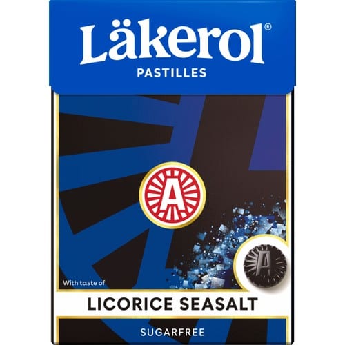 Pastilles Réglisse & Sel de Mer Sans Sucre Läkerol — Läkerol, bonbons suédois