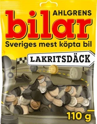 Ahlgrens Bilar Lakrits Däck 110g — Ahlgrens, bonbons suédois