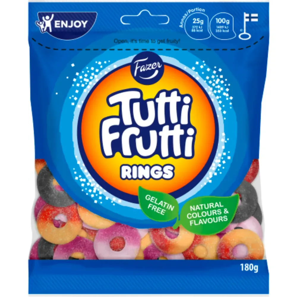 Fazer Tutti Frutti Rings - Anneaux de bonbons aux fruits 180g